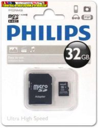 Philips Memóriakártya, Micro SD 32GB HC UHS-I U1 , adapterrel