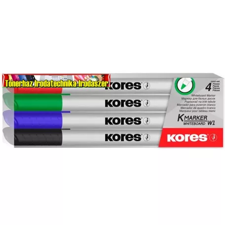 KORES K-Marker Tábla- és flipchart marker , 1-3 mm kúpos,  4 különböző szín
