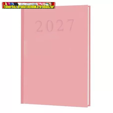 Határidőnapló, naptár, tervező, A5, napi,  rózsaszín (2027 évi) (agenda)