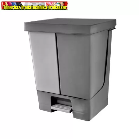 DUO pedálos szelektív szemetes kivehető vödörrel Fekete-szürke 25+25L