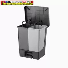   DUO pedálos szelektív szemetes kivehető vödörrel Fekete-szürke 25+25L