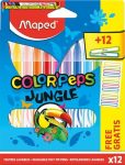   MAPED Color Peps Jungle Filctoll készlet, 2,8 mm, kimosható,  12 különböző szín+12 ajándék matrica