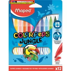   MAPED Color Peps Jungle Filctoll készlet, 2,8 mm, kimosható,  12 különböző szín