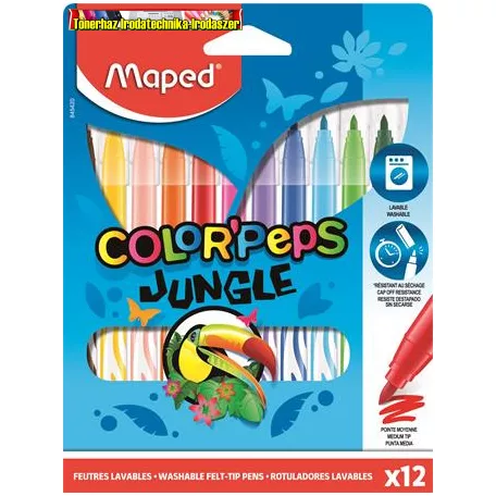 MAPED Color Peps Jungle Filctoll készlet, 2,8 mm, kimosható,  12 különböző szín
