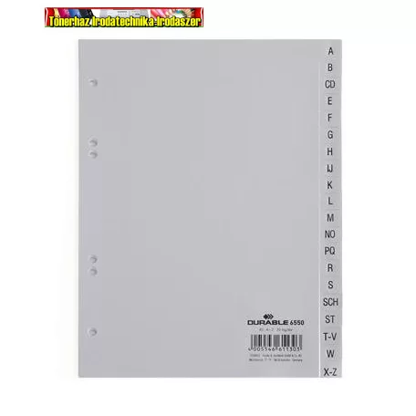 Regiszter műanyag A/5  A-Z szürke Durable 6550 ( 20 részes )