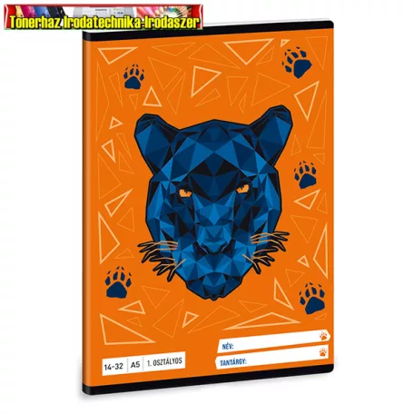 Füzet ARS UNA A/5 32 lapos vonalas 14-32 I. osztályos Black Panther