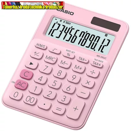 Casio MS-20 UC pink számológép asztali 12 digit nagy, döntött kijelző 