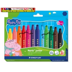   Filctoll készlet, 2,5 mm, kimosható, jumbo, STAEDTLER „Noris® junior 329”, Peppa malac, 12 szín/készlet