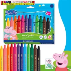  Filctoll készlet, 2,5 mm, kimosható, jumbo, STAEDTLER „Noris® junior 329”, Peppa malac, 12 szín/készlet