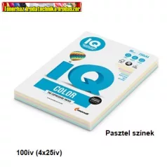   IQ színes másolópapír, A4, 80g. 4x25ív/csomag, pasztell színek