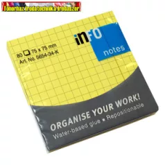   Jegyzettömb INFO NOTES 5654-34-K öntapadós 75x75 mm NEON KOCKÁS 80 lap neon sárga