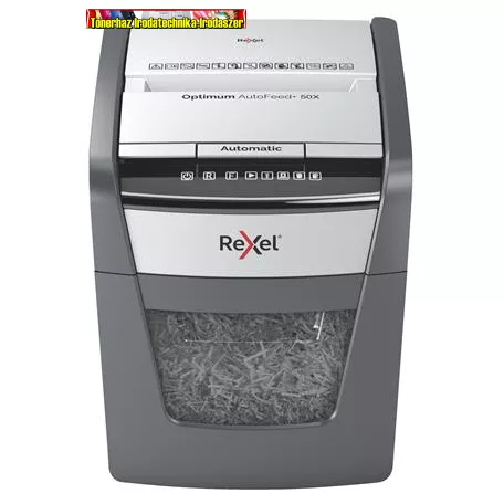 REXEL, Optimum AutoFeed+ 50X AUTOMATA Iratmegsemmisítő, konfetti, 50 lap, 