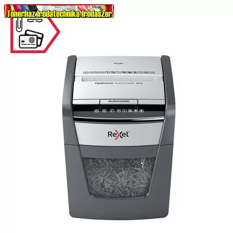 REXEL, Optimum AutoFeed+ 50X AUTOMATA Iratmegsemmisítő, konfetti, 50 lap, 