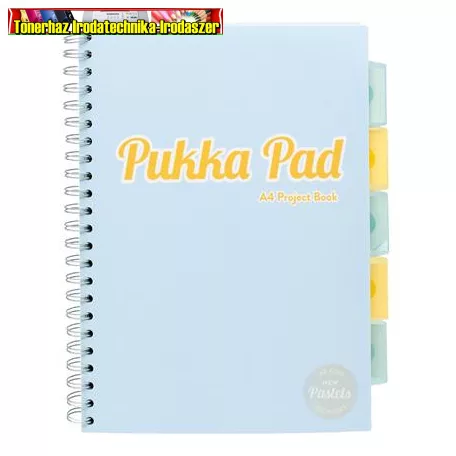 Spirálfüzet, A4, vonalas, 100 lap, PUKKA PAD Pastel project book, vegyes szín