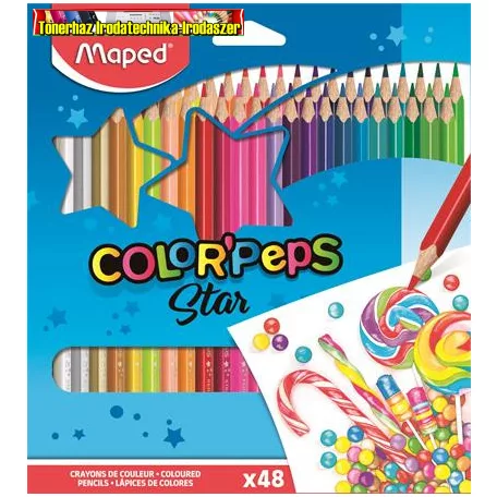MAPED ColorPeps Színes ceruza készlet, háromszögletű,  48 különböző szín