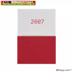   Határidőnapló DAYLINER Contrast, fehér-piros B/6 heti  2027 (agenda,naptár)