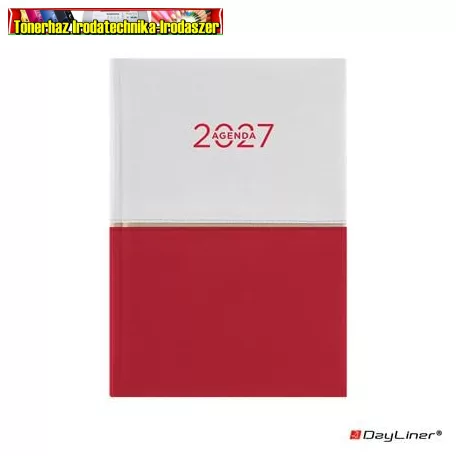 Határidőnapló DAYLINER Contrast, fehér-piros B/6 heti  2027 (agenda,naptár)