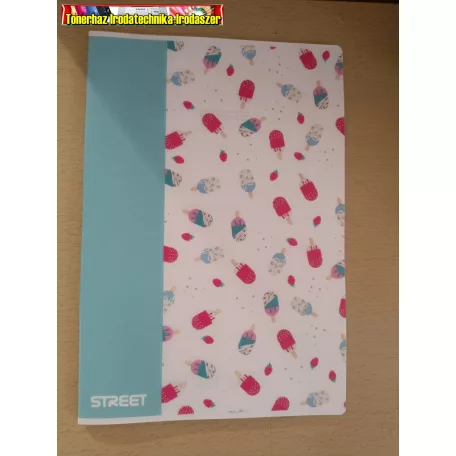 Füzet STREET BLOSSOM PP(müanyag) borító A4, 42 lapos fehér papír, vonalas, margós, kül. mintával (81-42) (81-32)