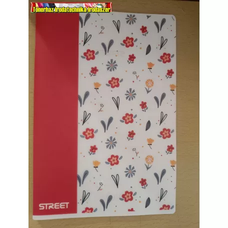 Füzet STREET BLOSSOM PP(müanyag) borító A4, 42 lapos fehér papír, vonalas, margós, kül. mintával (81-42) (81-32)