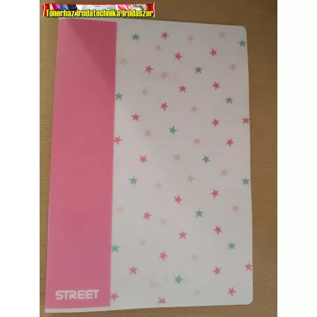 Füzet STREET BLOSSOM PP(müanyag) borító A4, 42 lapos fehér papír, vonalas, margós, kül. mintával (81-42) (81-32)