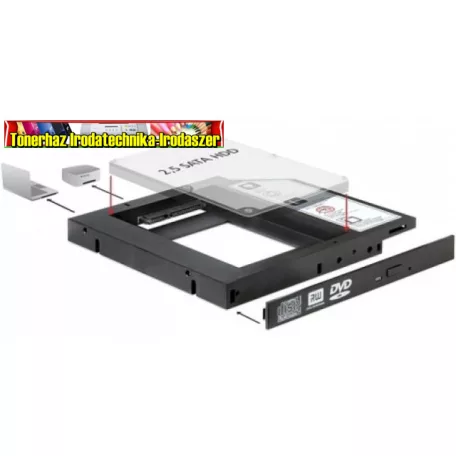 Delock 61993 Slim SATA 5.25" SSD beépítő-keret 12,7mm