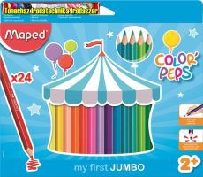 MAPED Jumbo, Színes ceruza készlet, háromszögletű, vastag, 24 különböző szín