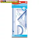 Vonalzókészlet, 30 cm, vonalzó, szögmérő, 45° és 60° háromszög vonalzók 4 db/bliszter Keyroad
