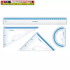   Vonalzókészlet, 30 cm, vonalzó, szögmérő, 45° és 60° háromszög vonalzók 4 db/bliszter Keyroad