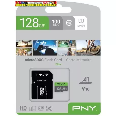 PNY 128GB microSDXC Elite Class 10 UHS-I V10 A1 + adapterrel (memóriakártya)