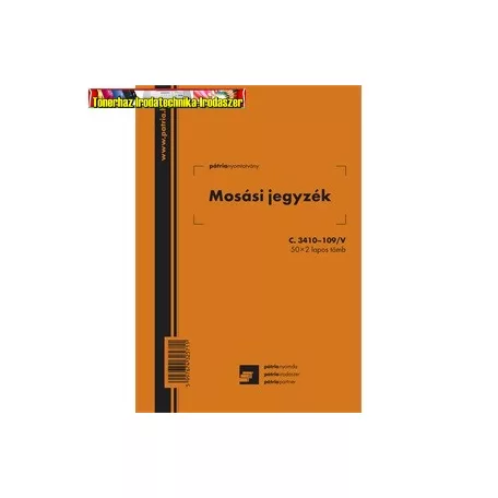 Mosási jegyzék 50x2 lapos tömb A/5 álló C.3410-109/V