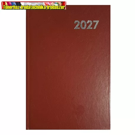 Határidőnapló ALISCA B/6 heti fehér lapos bordó 2027 (agenda,naptár)