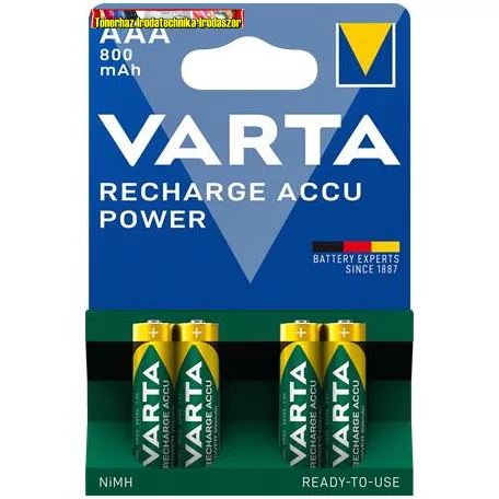 VARTA Power Tölthető elem, AAA mikro, 4x800 mAh, előtöltött, 