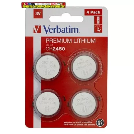 VERBATIM Premium Gombelem, CR2450, 4 db/cs