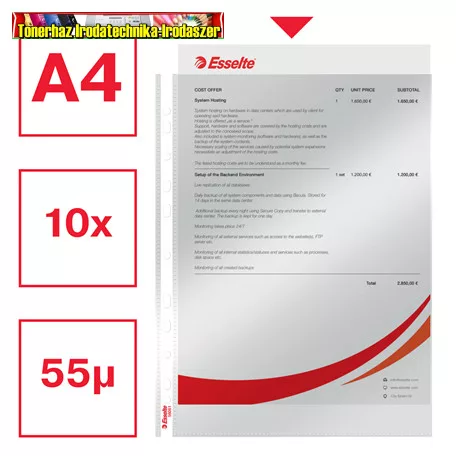 ESSELTE Luxus lefűzhető genotherm, A4, 55 mikron, víztiszta felület 10db/cs 56061