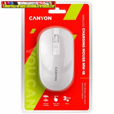 Canyon MW-18  vezeték nélküli ( wireless) újratölthető optikai egér fehér