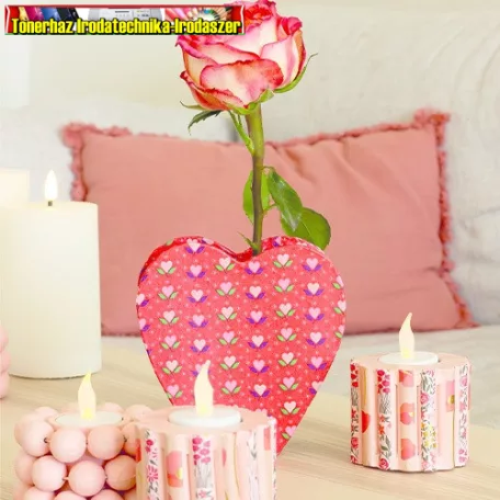 Kreatív decoupage tárgy Clairefontaine Décopatch szív váza 13x5x13cm