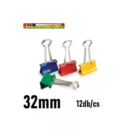 FORPUS Iratcsipesz SZÍNES 32mm 12db/dob. (binder csipesz)