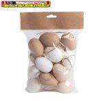   Húsvéti dekor műanyag tojás 18db-os fehér-natúr (671219)