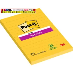   Super Sticky Öntapadó jegyzettömb, 102x152 mm, 90 lap, vonalas, sárga 3M POST-IT  LP660S