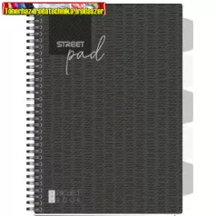   Spirálfüzet regiszteres STREET A4 S.PAD BLACK perforált,100 lap, kockás (Project book)