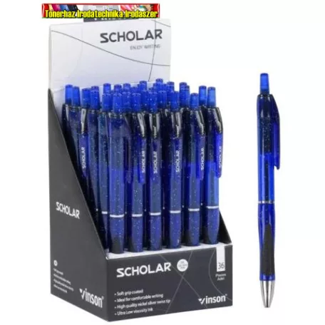 Vinson V5  Scholar  olajzselés golyóstoll nyomógombos gumírozott fogó, írásszín kék 