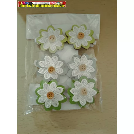 Facsipesz tavaszi virág figurás 2,5x2,5x0,3 cm 6 db/csomag(fa csipesz)