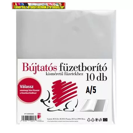  ICO Süni Füzetborító, A5, PP, víztiszta 10db/cs