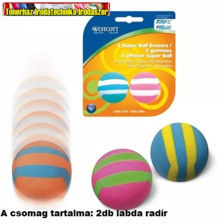 Westcott Labda radír 2db/cs latex mentes (66071) választható színben