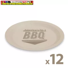   Papírtányér, kerek, 23 cm átmérő - BBQ - (12db/csg) 58235D