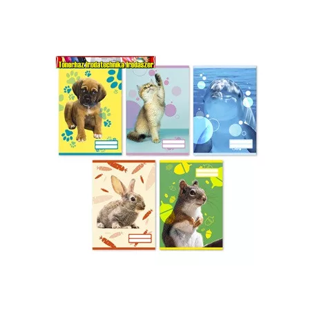 Füzet pd kisalakú 32 lapos 14-32 vonalas Colores Cute Animals 1. osztály
