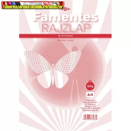 Rajzlap, famentes, fehér, A4 120gr. 10ív/cs PD. fóliázott