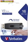   VERBATIM V3 Pendrive, 16GB, USB 3.2, 60/12 MB/s, fekete-szürke