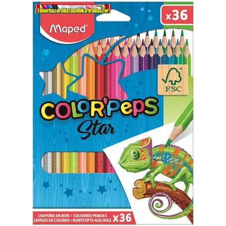 Maped COLOR PEPS STAR háromszögletű, színes ceruza, 36 db/doboz 832017