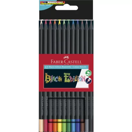 FABER-CASTELL SZÍNES CERUZA HÁROMSZÖGLETŰ 12db/cs  BLACK EDITION 116412